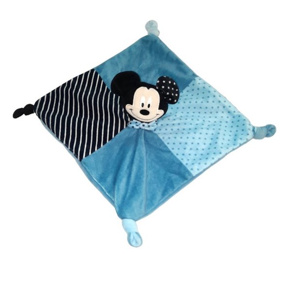 Disney Baby Plush Mickey Mouse Rattle Knotted Security Blanket Lovey 10" X 10" - Picture 1 of 4